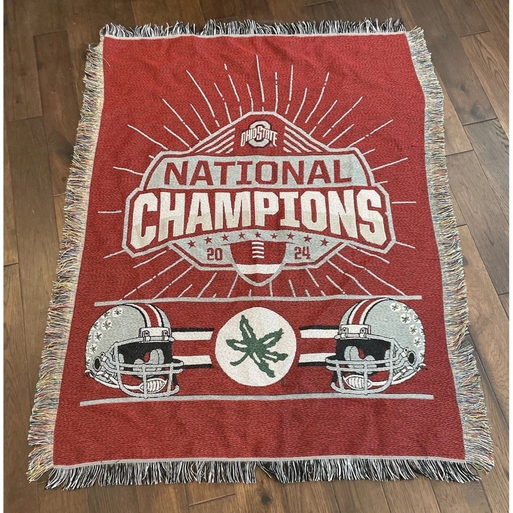 Vtg The Northwest Company‎ Ohio Buckeyes Woven Throw Tapestry Football 55x40